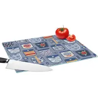 KitchenYeah Glazen Snijplank - 39x28 - Broek - Denim - Patch - Patronen - Snijplanken Glas