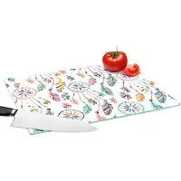 KitchenYeah Glazen Snijplank - 39x28 - Patroon - Dromenvanger - Veren - Pluimen - Snijplanken Glas