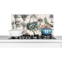KitchenYeah - Spatscherm keuken - Bladeren - Tropical - Design - Vintage - Jungle - Achterwand - 80x40 cm - Muurbeschermer