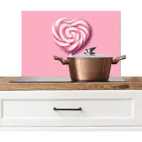 KitchenYeah Spatscherm keuken 60x40 cm - Kookplaat achterwand Snoep - Lolly - Hart- Roze - Muurbeschermer - Spatwand fornuis - Hoogwaardig aluminium