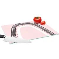 KitchenYeah Glazen Snijplank - 39x28 - Regenboog - Minimalisme - Roze - Snijplanken Glas