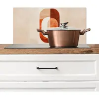 KitchenYeah Spatscherm keuken 60x30 cm - Kookplaat achterwand Illustratie - Abstract - Vormen - Rood - Muurbeschermer - Spatwand fornuis - Hoogwaardig aluminium