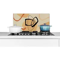 KitchenYeah Spatscherm keuken 60x30 cm - Kookplaat achterwand Vormen - Abstract - Bruin - Muurbeschermer - Spatwand fornuis - Hoogwaardig aluminium