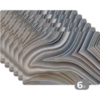 KitchenYeah Placemat - Placemats kunststof - Marmerlook - Steen - Lijnen - Luxe - Marmer - 45x30 cm - 6 stuks - Hittebestendig - Anti-Slip - Onderlegger - Afneembaar