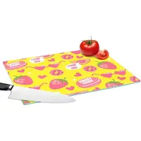 KitchenYeah Glazen Snijplank - 39x28 - Eten - Patroon - Roze - Snijplanken Glas