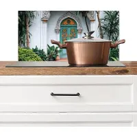 KitchenYeah Spatscherm keuken 70x30 cm - Kookplaat achterwand Deur - Patronen - Planten - Muurbeschermer - Spatwand fornuis - Hoogwaardig aluminium