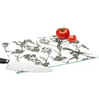 KitchenYeah Glazen Snijplank - 39x28 - Vintage - Planten - Bloemen - Patronen - Snijplanken Glas