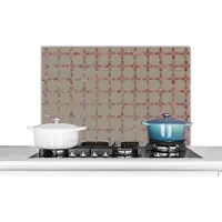 KitchenYeah Spatscherm keuken 80x55 cm - Kookplaat achterwand Patronen - Roze - Grijs - Luxe - Muurbeschermer - Spatwand fornuis - Hoogwaardig aluminium