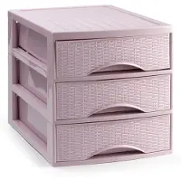 PlasticForte Ladekastje bureau organizer SORTED - 3 lades - roze - L26 x B35 x H28 cm - kunststof - organiseren