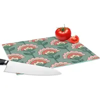 KitchenYeah Glazen Snijplank - 28x20 - Bloemen - Retro - Patronen - Snijplanken Glas