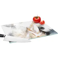 KitchenYeah Glazen Snijplank - 39x28 - Abstract - Gold - Design - Luxe - Snijplanken Glas