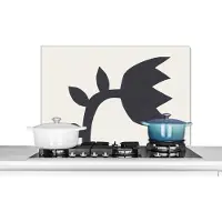 KitchenYeah Spatscherm keuken 90x60 cm - Kookplaat achterwand Tulpen - Zwart - Wit - Bloemen - Muurbeschermer - Spatwand fornuis - Hoogwaardig aluminium