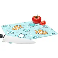 KitchenYeah Glazen Snijplank - 28x20 - Patroon - Clownvis - Zee - Dieren - Snijplanken Glas