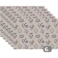 KitchenYeah Placemat - Placemats kunststof - Koala - Dieren - Quote - Patroon - 45x30 cm - 6 stuks - Hittebestendig - Anti-Slip - Onderlegger - Afneembaar