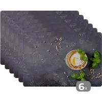 KitchenYeah Placemat - Placemats kunststof - Dessert - Basilicum - Kruiden - Industrieel - 45x30 cm - 6 stuks - Hittebestendig - Anti-Slip - Onderlegger - Afneembaar
