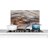 KitchenYeah Spatscherm keuken - Marmer print - Goud - Abstract - Spatwand - Keuken achterwand - Keuken - 70x50 cm - Spatscherm