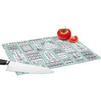 KitchenYeah Glazen Snijplank - 39x28 - Patronen - Huis - Skyline - Snijplanken Glas