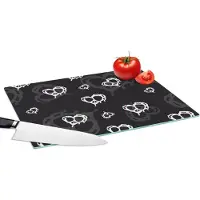 KitchenYeah Glazen Snijplank - 39x28 - Patronen - Hart - Schedel - Snijplanken Glas