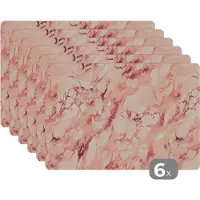 KitchenYeah Placemats - Marmer print - Roze - Stenen - Onderlegger - Onderleggers placemat - 45x30 cm - 6 stuks