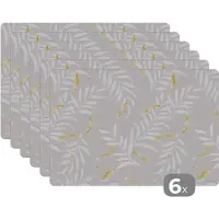 KitchenYeah Placemat - Placemats kunststof - Libelle - Patronen - Goud - 45x30 cm - 6 stuks - Hittebestendig - Anti-Slip - Onderlegger - Afneembaar