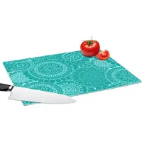KitchenYeah Glazen Snijplank - 39x28 - Patroon - Zonnebloemen - Mandala - Snijplanken Glas