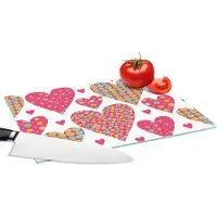 KitchenYeah Glazen Snijplank - 28x20 - Meisje - Hart - Love - Patronen - Girl - Kids - Kinderen - Kind - Snijplanken Glas