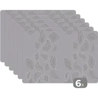 KitchenYeah Placemat - Placemats kunststof - Contour - Patronen - Bladeren - 45x30 cm - 6 stuks - Hittebestendig - Anti-Slip - Onderlegger - Afneembaar