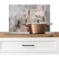 KitchenYeah Spatscherm keuken 70x50 cm - Kookplaat achterwand New York - Stad - Skyline - Gebouwen - Kunst - Muurbeschermer - Spatwand fornuis - Hoogwaardig aluminium