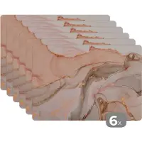 KitchenYeah Placemats - Marmer - Roze - Rosé - Onderleggers placemat - 45x30 cm - 6 stuks