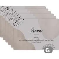 KitchenYeah Placemat - Placemats kunststof - Pizza - Woordenboek - Spreuken - Quotes - Pizza definitie - 45x30 cm - 6 stuks - Hittebestendig - Anti-Slip - Onderlegger - Afneembaar
