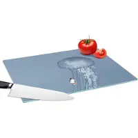 KitchenYeah Glazen Snijplank - 39x28 - Kinderen - Kwal - Zeedieren - Vintage - Snijplanken Glas