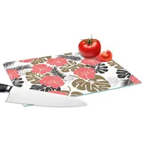 KitchenYeah Glazen Snijplank - 28x20 - Exotische planten - Patronen - Hawaii - Snijplanken Glas