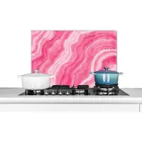 KitchenYeah Spatscherm keuken 60x40 cm - Kookplaat achterwand Agaat geode - Roze - Kristal - Geode - Muurbeschermer - Spatwand fornuis - Hoogwaardig aluminium