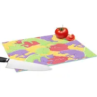 KitchenYeah Glazen Snijplank - 39x28 - Katten - Regenboog - Kinderen - Pastel - Patronen - Snijplanken Glas