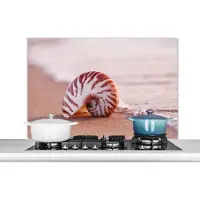 KitchenYeah - Spatscherm - Zee - Strand - Schelp - Keuken - Achterwand keuken - 100x65 cm - Muurbeschermer - Spatwand