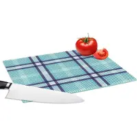 KitchenYeah Glazen Snijplank - 28x20 - Plaid - Blauw - Patronen - Schotse ruit - Snijplanken Glas
