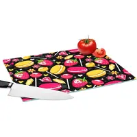 KitchenYeah Glazen Snijplank - 39x28 - Snoep - Patroon - Aardbei - Snijplanken Glas