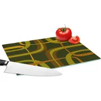 KitchenYeah Glazen Snijplank - 28x20 - Jaren 70 - Retro - Groen - Snijplanken Glas