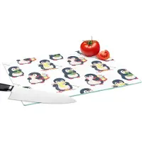 KitchenYeah Glazen Snijplank - 39x28 - Pinguïn - Ski - Winter - Kind - Patronen - Snijplanken Glas
