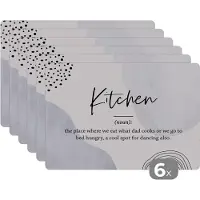 KitchenYeah Placemat - Placemats kunststof - Spreuken - Kitchen - Papa - Quotes - Keuken definitie - 45x30 cm - 6 stuks - Hittebestendig - Anti-Slip - Onderlegger - Afneembaar