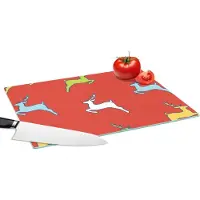 KitchenYeah Glazen Snijplank - 39x28 - Patroon - Hert - Rood - Snijplanken Glas