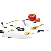 KitchenYeah Glazen Snijplank - 28x20 - Gitaar - Patronen - Instrumenten - Snijplanken Glas