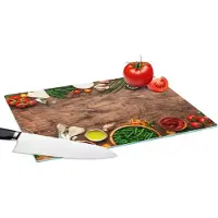 KitchenYeah Glazen Snijplank - 39x28 - Kruiden - Groente - Rustiek - Snijplanken Glas