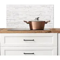 KitchenYeah Spatscherm keuken 80x40 cm - Kookplaat achterwand Steen - Bakstenen - Wit - Textuur - Muurbeschermer - Spatwand fornuis - Hoogwaardig aluminium