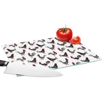 KitchenYeah Glazen Snijplank - 28x20 - Patroon - Kip - Vogel - Snijplanken Glas
