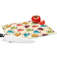 KitchenYeah Glazen Snijplank - 28x20 - Design - Retro - Theepot - Kleuren - Snijplanken Glas
