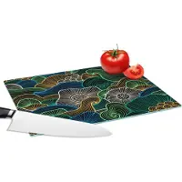 KitchenYeah Glazen Snijplank - 28x20 - Patroon - Bloemen - Glow - Snijplanken Glas