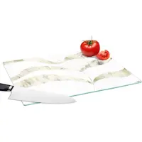 KitchenYeah Glazen Snijplank - 39x28 - Bladeren - Pastel - Design - Snijplanken Glas