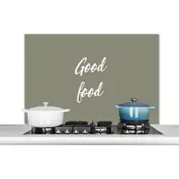 KitchenYeah Spatscherm keuken 100x65 cm - Kookplaat achterwand Quotes - Spreuken - Eten - Good food - Muurbeschermer - Spatwand fornuis - Hoogwaardig aluminium