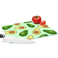 KitchenYeah Glazen Snijplank - 28x20 - Avocado - Patronen - Groen - Snijplanken Glas